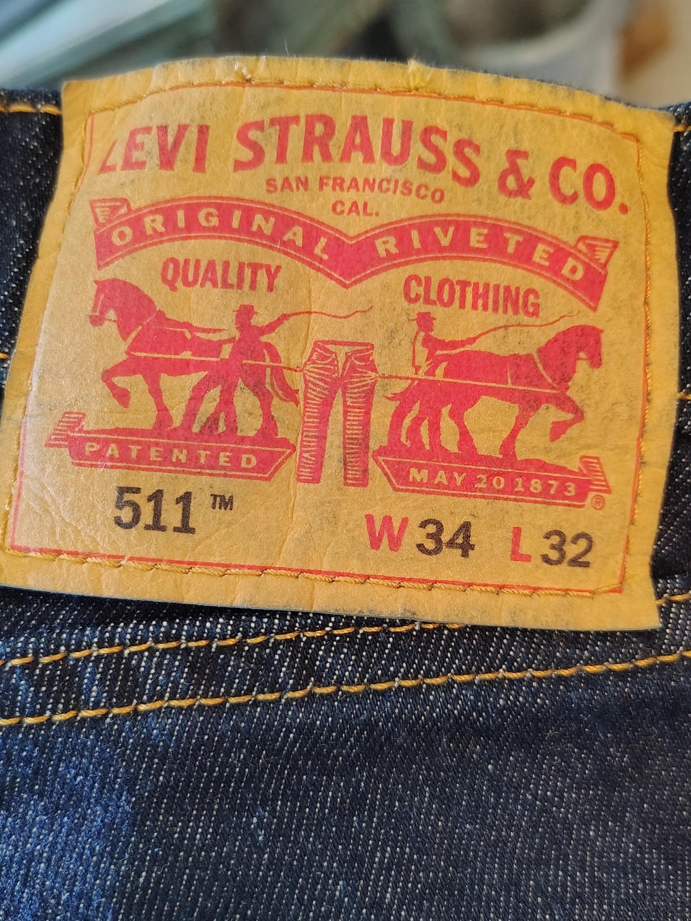 Levi's Dark Indigo Slim Jeans with Contrast Stitching - Picture 5 of 7